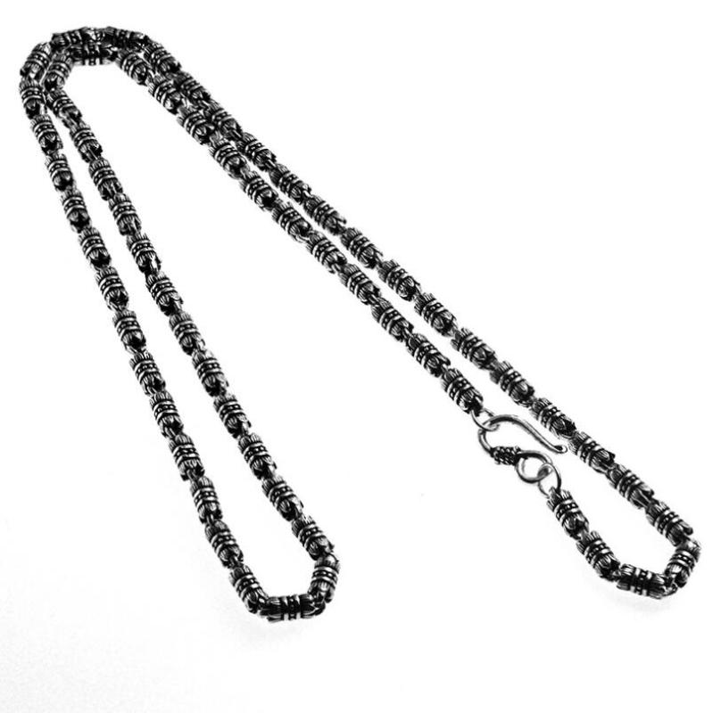 

925 Sterling Silver Lotus Link And Chain Long Thick S925 Necklace 45 To 70cm Option (HY