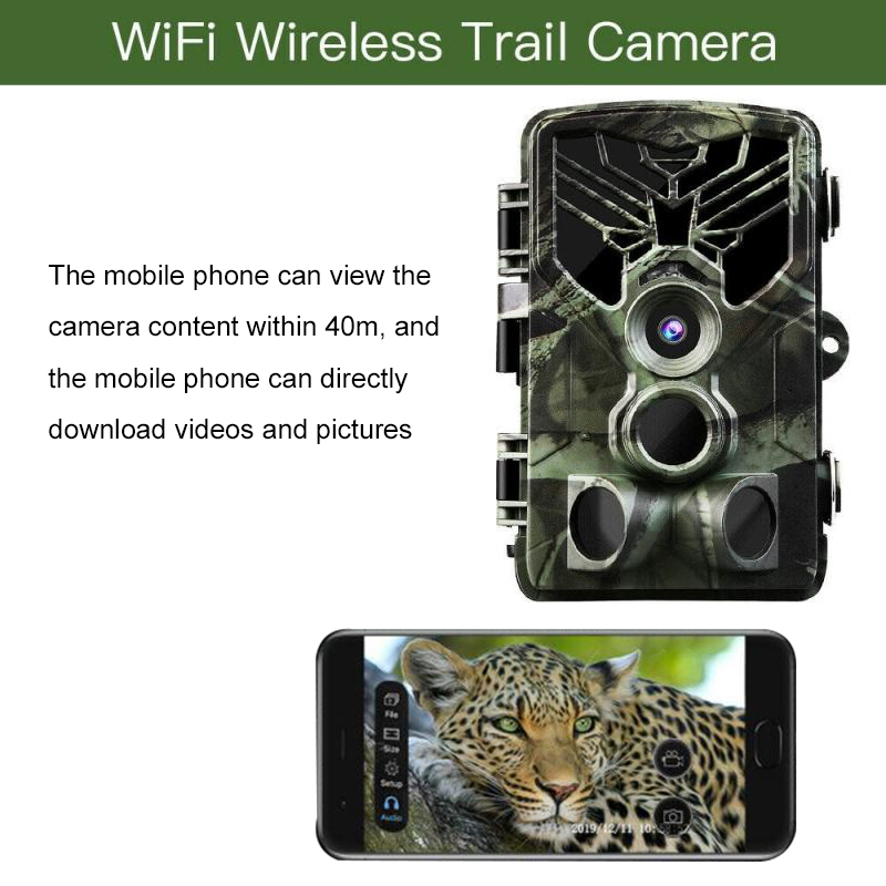 

Wifi Bluetooth Trail Camera 40M Wireless Hunting Cameras 20MP 1080P Night Vision Wildlife APP Photo Traps Surveillance Camera, Black