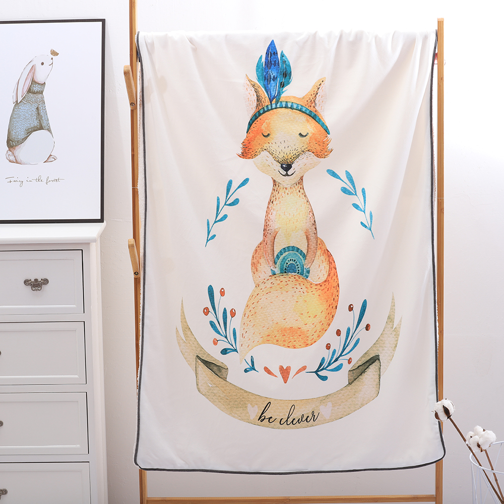 

Cotton Blanket Autumn Winter Baby Kid's Bed Cover Stroller Covers Rocking Chair Blanket Soft Comfortable Warm Fox