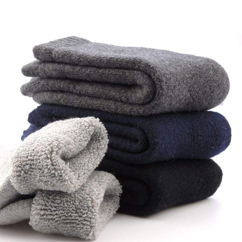 

1 Pair Mens Thicken Thermal Wool Cashmere Casual Winter Warm Socks -Y107, Black