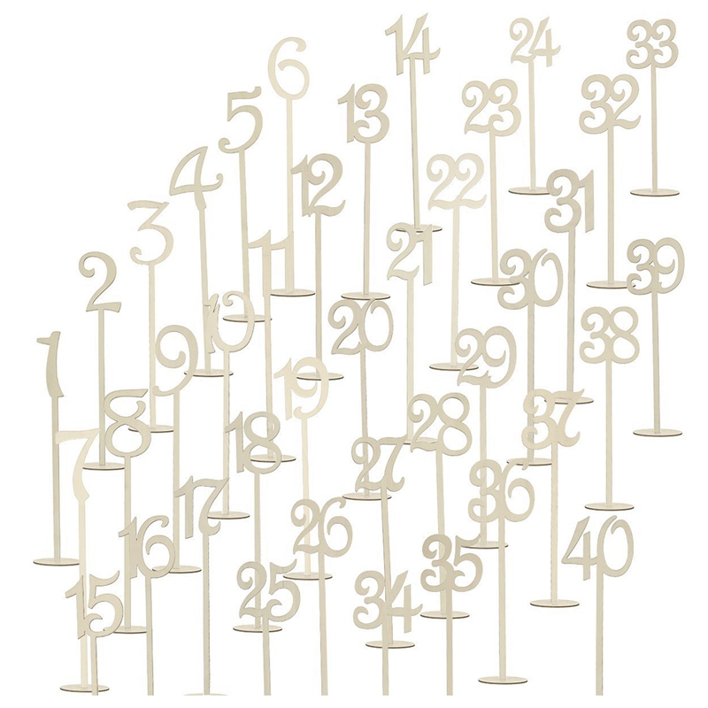 

40pcs 1-40 Wood Table Numbers with Holder Base for Wedding Home Wedding Anniversary Party Decoration