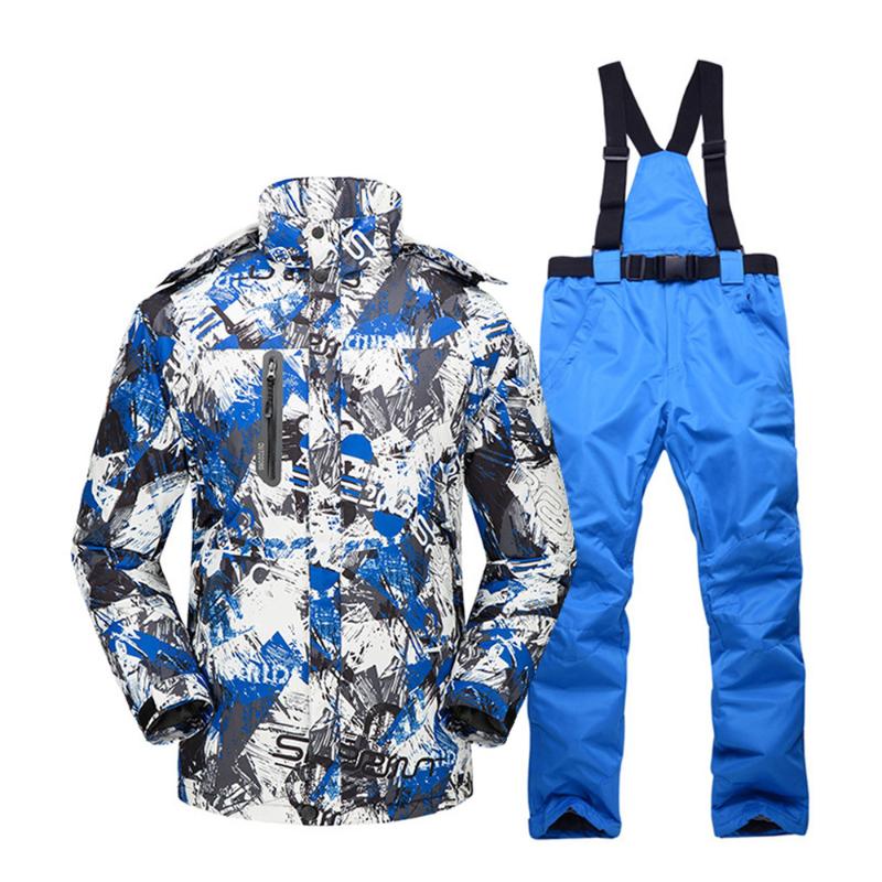 

New Thick Warm Ski Suit Men Waterproof Windproof Skiing and Snowboarding Jacket Pants Set Men Snow Costumes Outdoor Ski Jackets, Black pants