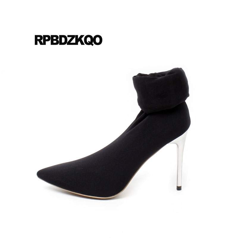 

Shoes Metal Heel Boots Dance Cheap High Sock Women Over The Knee Thigh Big Size Sexy Fetish Black Pointed Toe Extreme Stiletto, Black 7.5cm