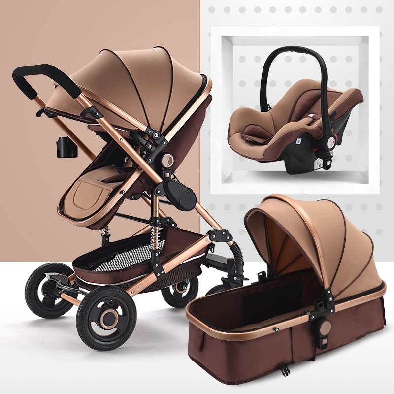 

Baby Stroller High Landscape Multifunctional High Landscape Stroller Folding Carriage Gold Baby Newborn Trolley