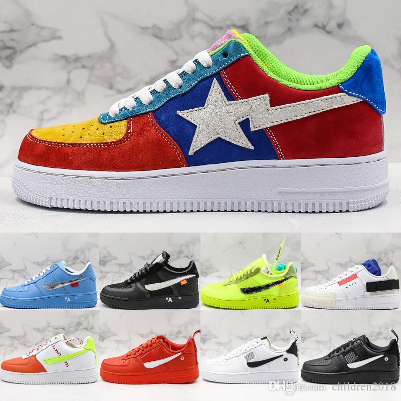 

Top Quality Forces One Low Casual Shoes For Men Women 2019 Leather Multicolor Star 07 Lv8 Utility MCA Volt Type Street Skate Sneakers ptO
