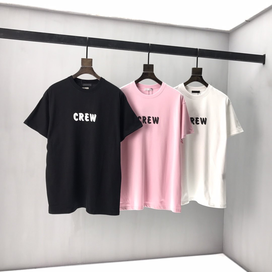 

2020 Summer Europe France Paris Crew Loose Tshirt Fashion Mens Short Sleeve T Shirts Women Clothes Casual Cotton Tee, White