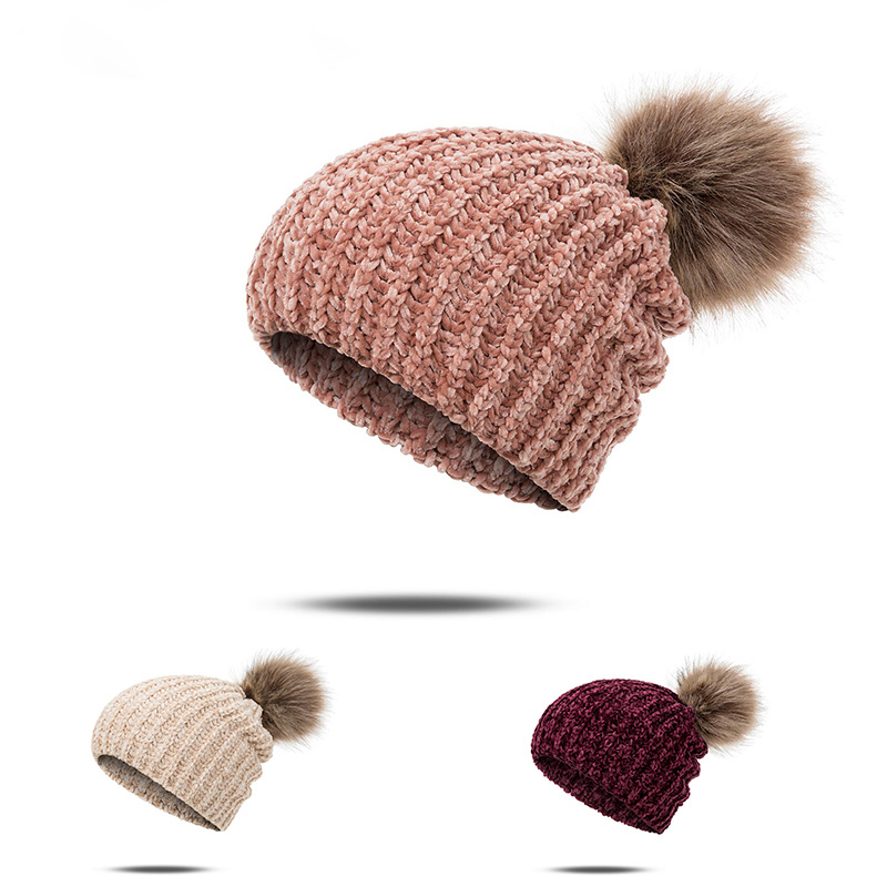 

Fashion New Fluffy Pom Poms Winter Hat High Quality Beanies Hat for Women Winter Caps Knitted Thick Warm Hats 3 Colors gorras