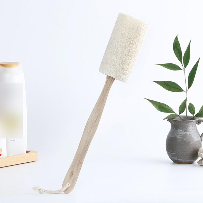 

Natural Exfoliating Loofah Back Sponge Scrubber Brush with Long Wooden Handle Stick Holder Body Shower Bath Spa