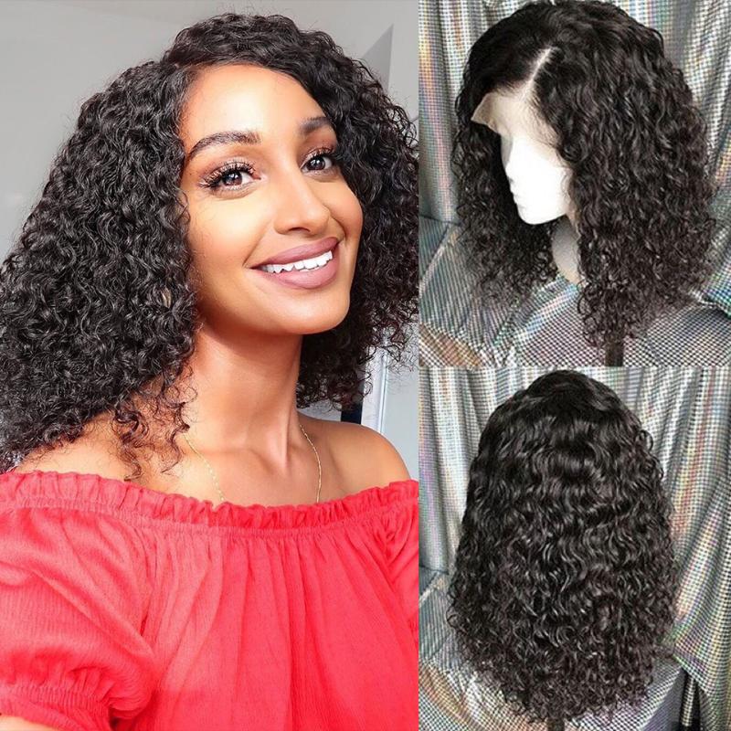 

Jerry Curly Human Hair Wig 13x4 Lace Front Human Hair Wigs Short Bob Curly Wig With Baby For Women Deep Wave, As pic
