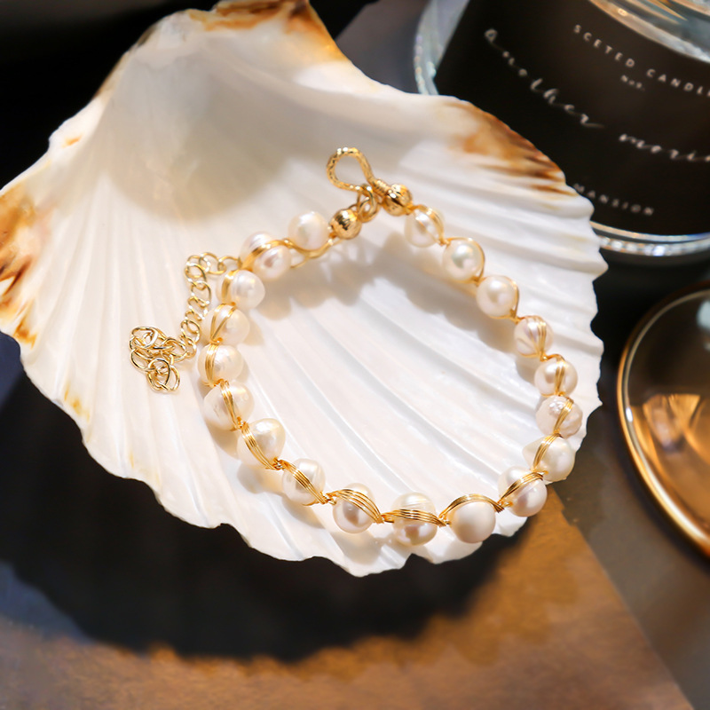 

2020 New Temperament Simple Hand-woven Pearl Bracelet Korean Fashion Graceful Women Girl Jewelry Accessories