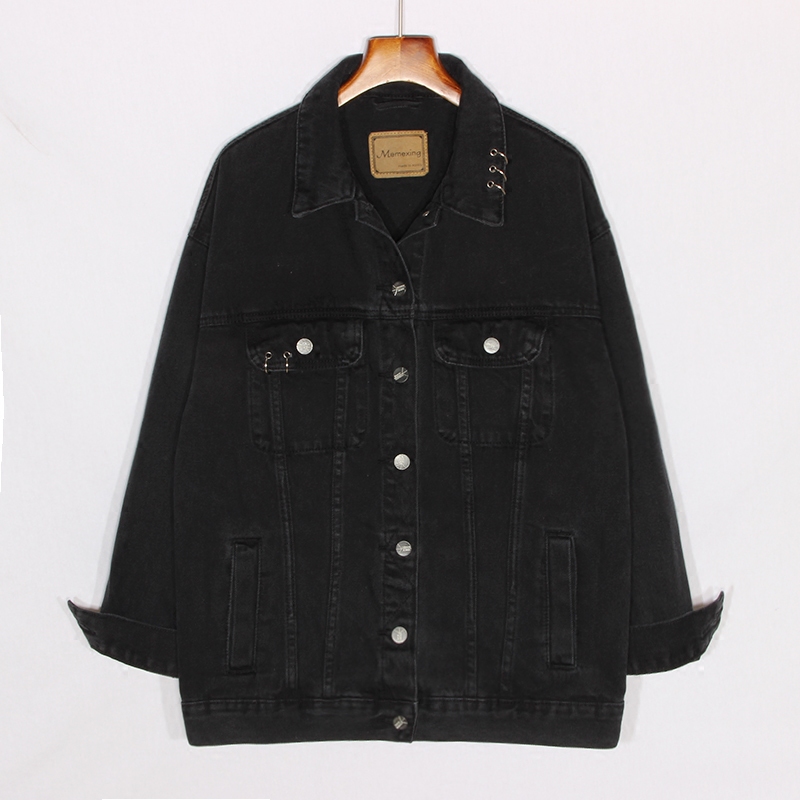 

2020 Autumn New Plus size Harajuku Black Denim jacket Women Loose Jaqueta feminina Casual Female Student Jean jacket Ropa mujer