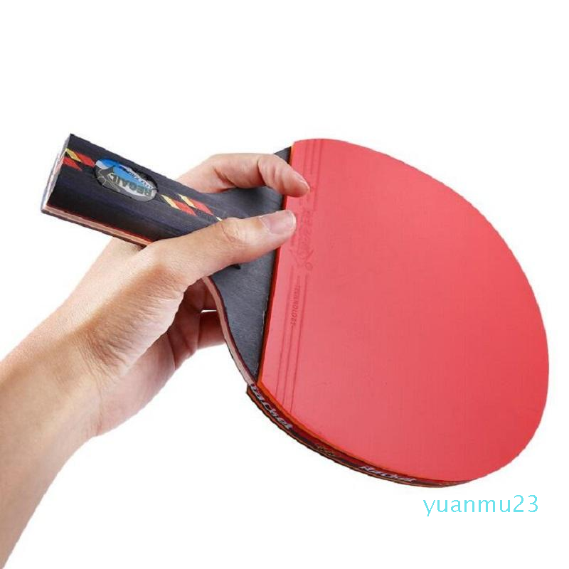 

Wholesale-Long Handle Shake-hand Grip Table Tennis Racket Ping Pong Paddle Pimples In rubber Ping Pong Racket With Racket Pouch