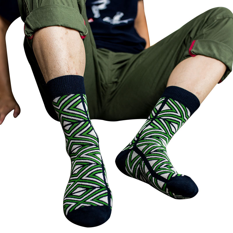 

5 Pairs High Quality Trendy Men Socks Warm Autumn Winter Thick Line Comfort Cotton Socks Personality Funny Long Sock Calcetines, B grey