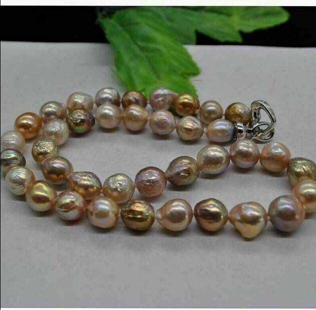 

gorgeous 10-12mm south sea multicolor pearl necklace 18" 36