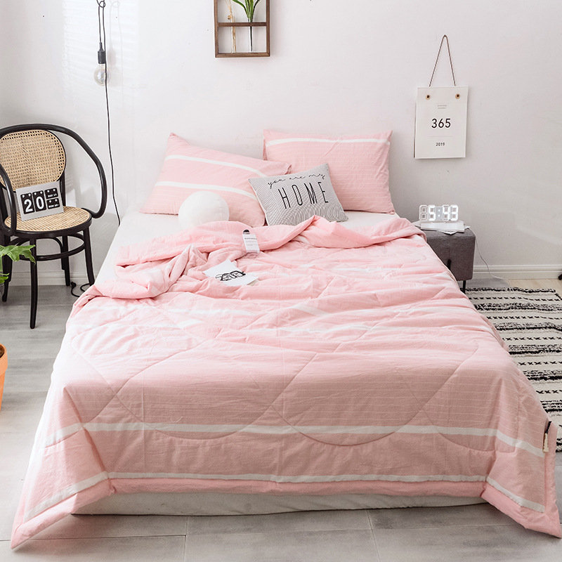 

New Arrival Grid/Stripe Air Condition Summer Quilt Comforter Bed Cover Quilting Home Textiles Suitable for Adults Kids 200*230c, Pink