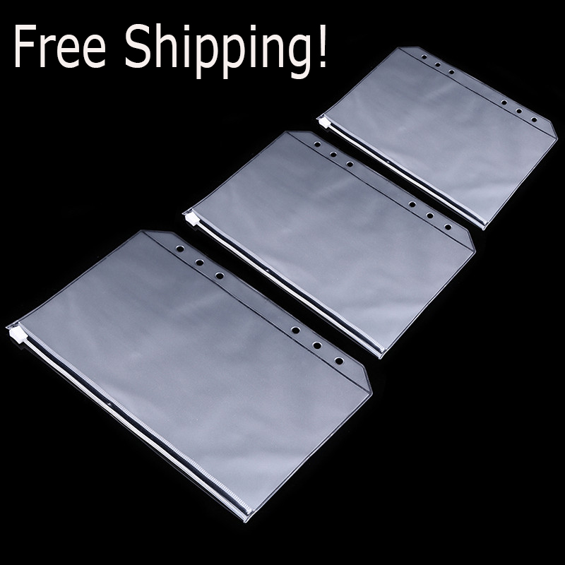 

A5/A6/A7 PVC 6 Hole Binder Cover Loose-Leaf Notebook Waterproof Zipper Bags Kids Learning Storage Bag School Office Supplies
