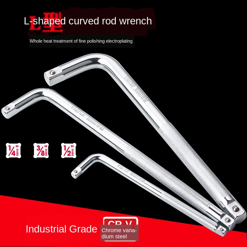 

Sleeve Head Connecting Rod Wrench Chrome-Vanadium Steel (CRV) 10 /14 Inch 1/2 Tire Unloading 12.5mm L-Shaped Bending Rod