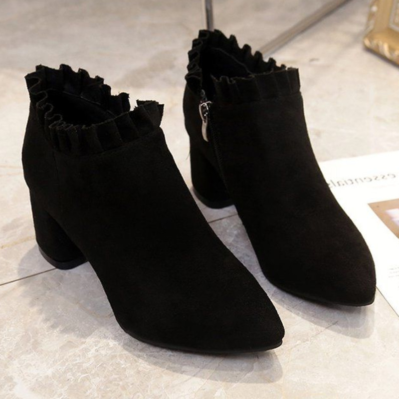

Boots Women Ladies Fashion Zipper Ankle Boots Student Casual Single Warm Fur Winter Warm Shoes, Black