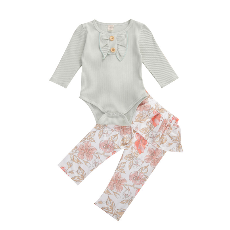

0-3T Newborn Kid Baby Girl Clothes set Autumn Winter Floral Outfit Long Sleeve Bodysuit Flower Pirnt Pant suit Cute Clothing