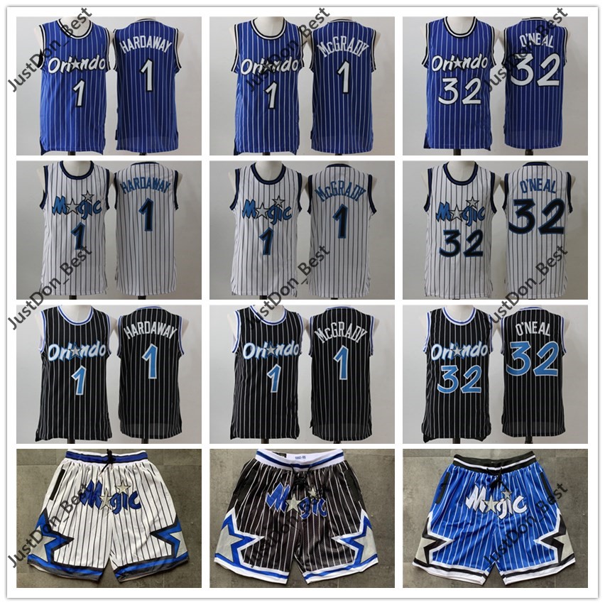 

Mens Orlando Magic Throwback Shaquille 32 O'Neal Penny 1 Hardaway Tracy 1 McGrady Basketball Shorts Basketball Jerseys Youth, Black;red
