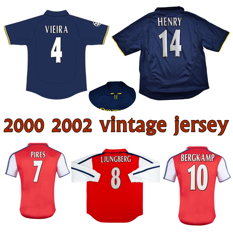 

2000 2002 Bergkamp Henry retro soccer jersey 2001 home away VIEIRA PIRES KEOWN LJUNGBERG Wiltord Cole classic vintage football shirt, Fa cup final longsleeve