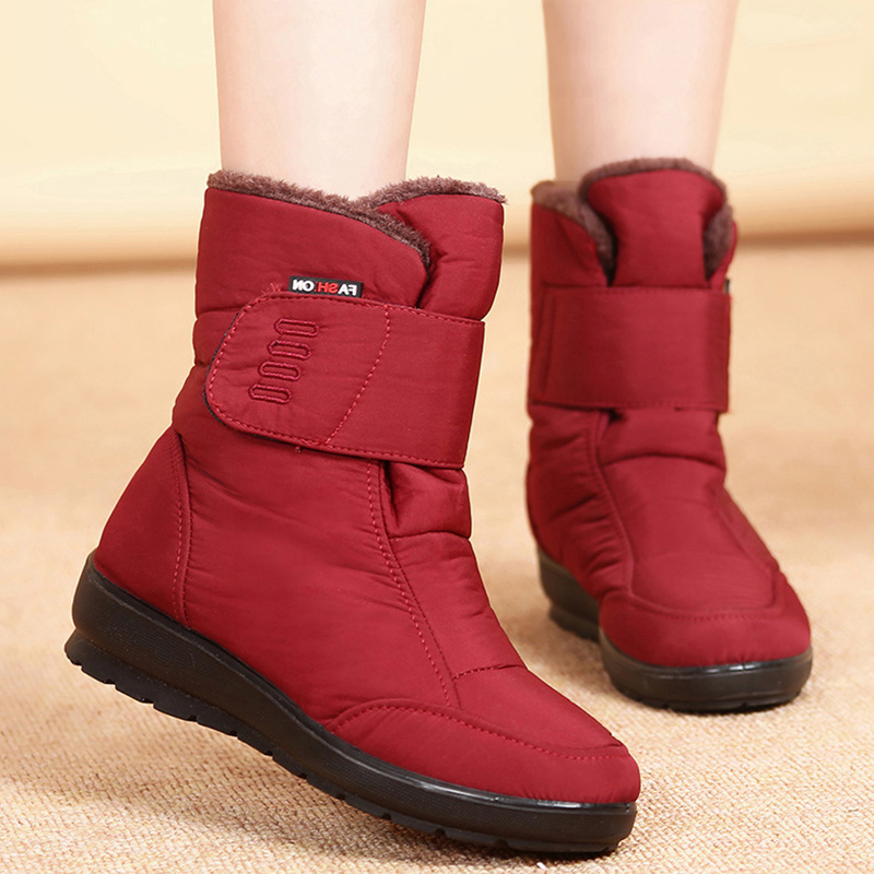 

Women Thick Fur Cotton Shoes New Women Warm Solid Anti-Slip Snow Boots Waterproof Female Winter Boots Thermal Shoes, Black