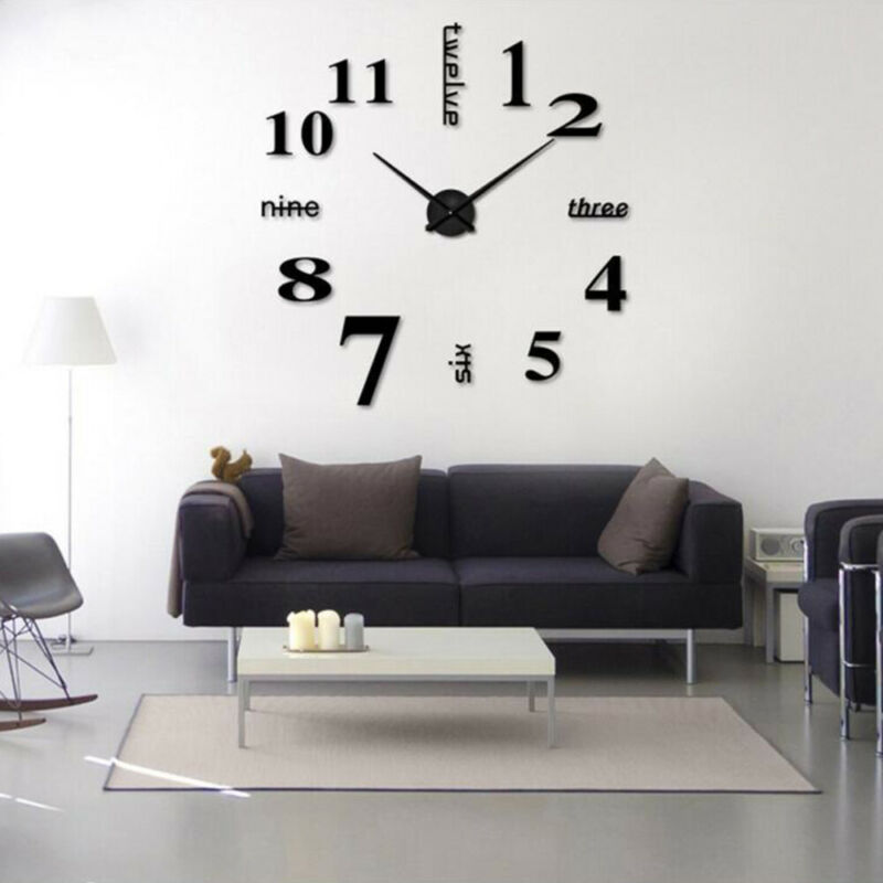 

3D Digital Wall Clock Mirror Sticker Home Room Modern Art Deco Design Wall Sticker Clock