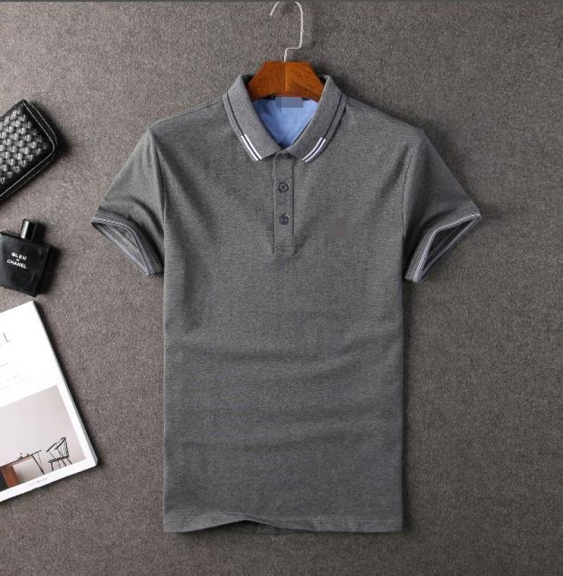 

Charcoal Men'S Lapel Simple Pure Color Short-Sleeved Shirt