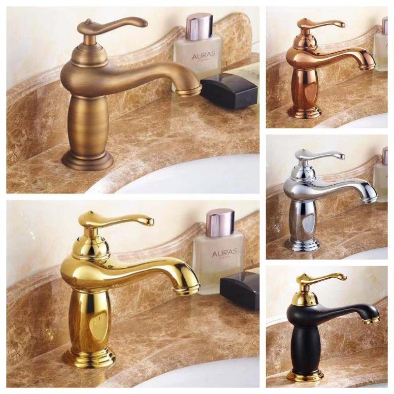

Free Shipping New arrival Bathroom gold Basin Faucet Gold finish Brass Water Mixer Tap with ceramic torneiras para banheiro