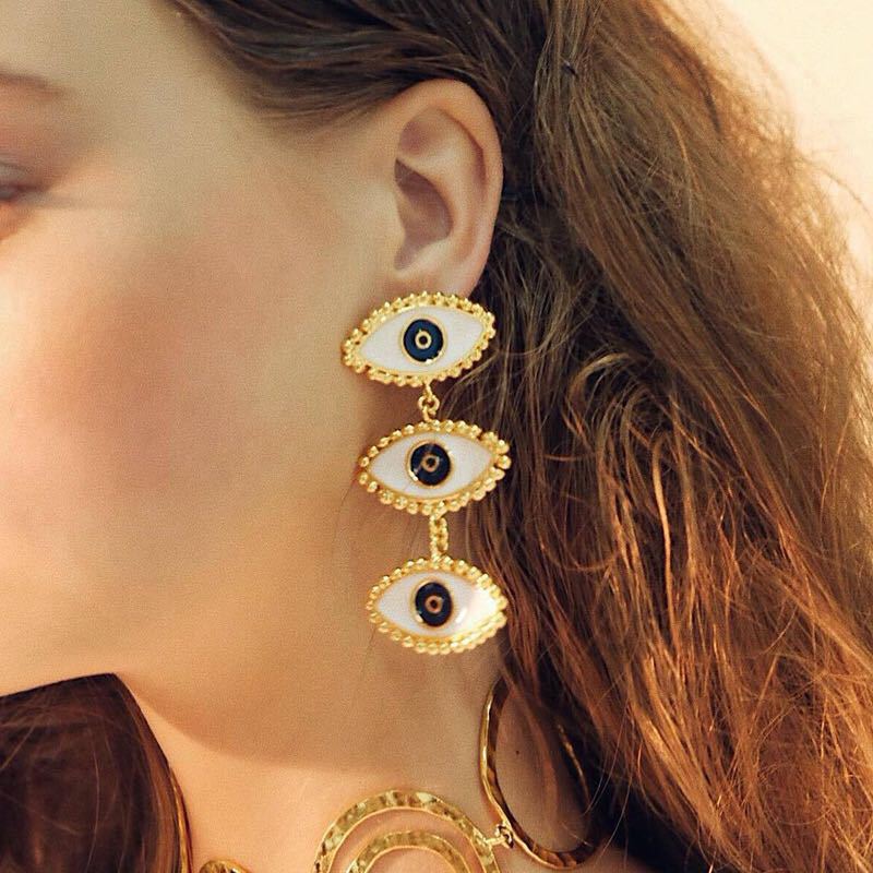 

Ladies Fashion Punk Earrings Simple Wild Multilayer Exaggerated Personality Devil's Eye Ms. Earrings Gift Wholesale