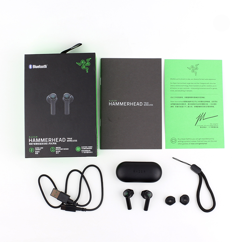 

Razer Hammerhead True Wireless Headphones TWS Bluetooth 5.0 IPX4 In-Ear Earbuds Built-in Microphone On/Off Switch Earphone Headsets, Black