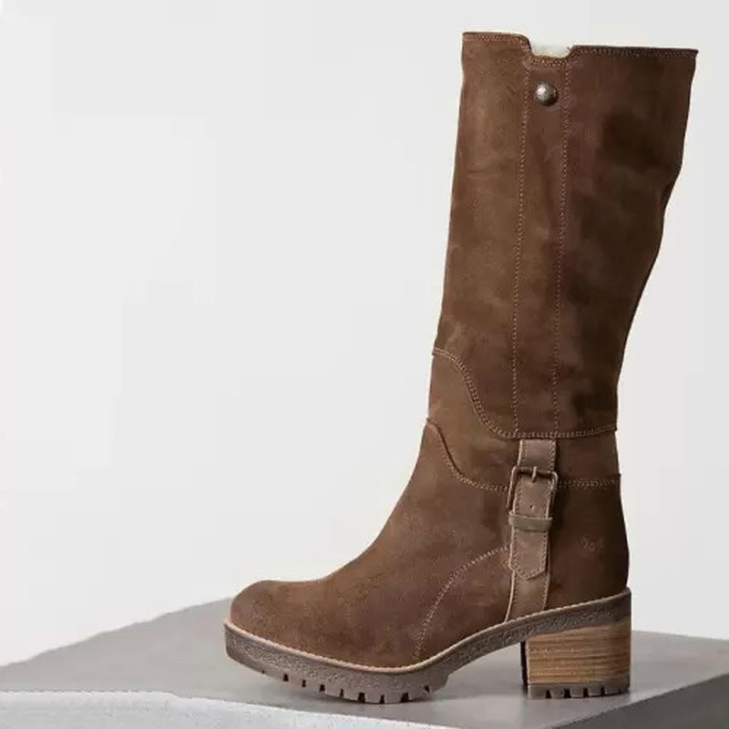 

women knee high boots chaussure mid heels booties plus size gladiator PU leather matin shoes woman zapatos mujer sapato D1894, Picture