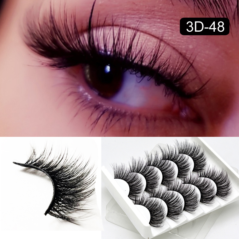 

5D Mink Lashes Strips 5 Pack 15mm Lashes Extension Natural False Eyelashes Dramatic Volume Fake Makeup Eyelash Extension