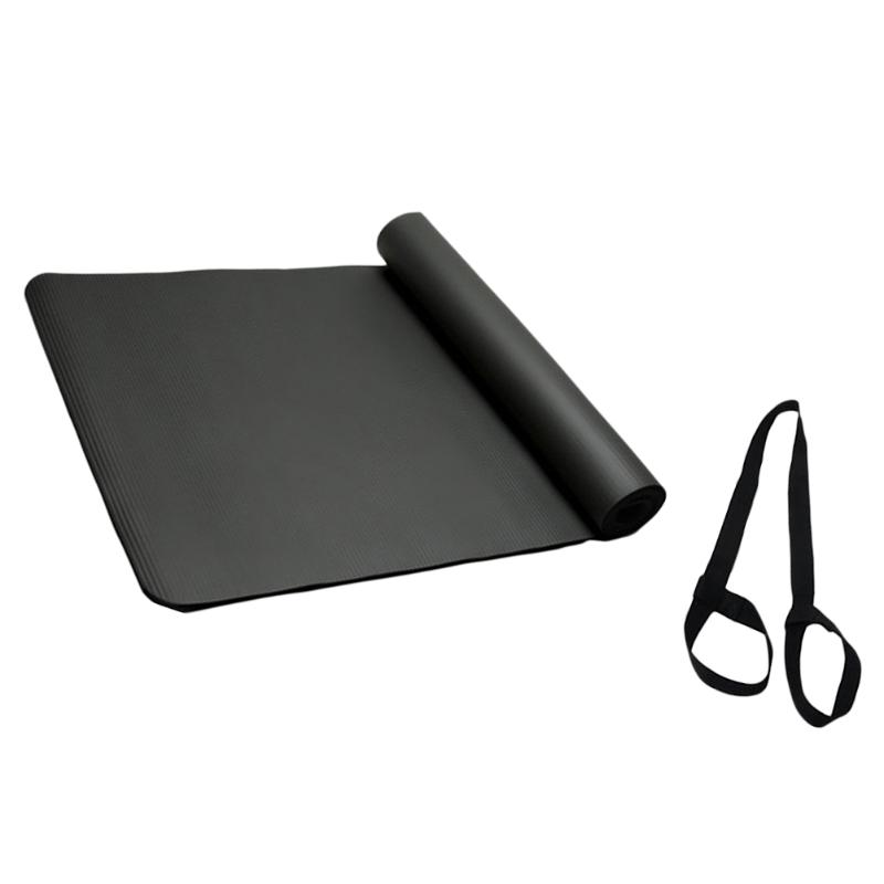 

183x61x1.5CM Yoga Knee Pad Fitness Elbow Cushion Seat Floor Mat Soft NBR Yoga Pad With Bandage Strap Mat For Home, Black