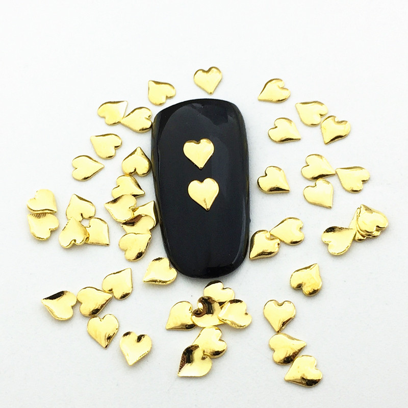 

50pcs 4*4.5MM heart Metal Slices Nail Art craft DIY decal decoration silver /gold