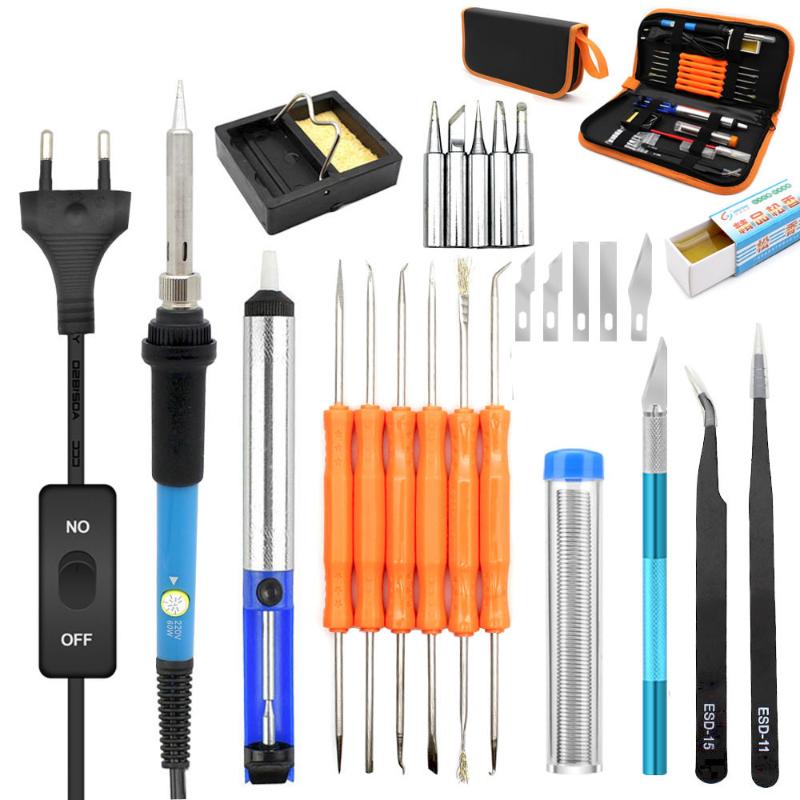 

60W Sldering Station Kit Adjustable Electric Soldering Irons Tip Solder Saldatore a Stagno hakko For Wood Burning havya seti