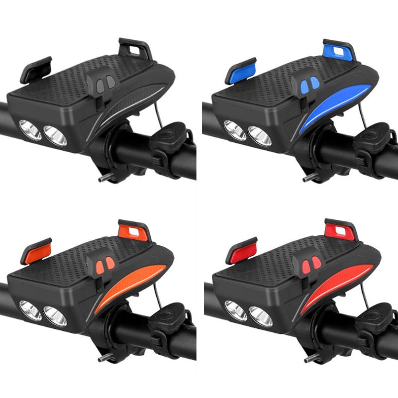 

MTB Bicycle Power Bank Phone Rack Holder w/ 400LM 2 LED Headlight Speaker USB Charging