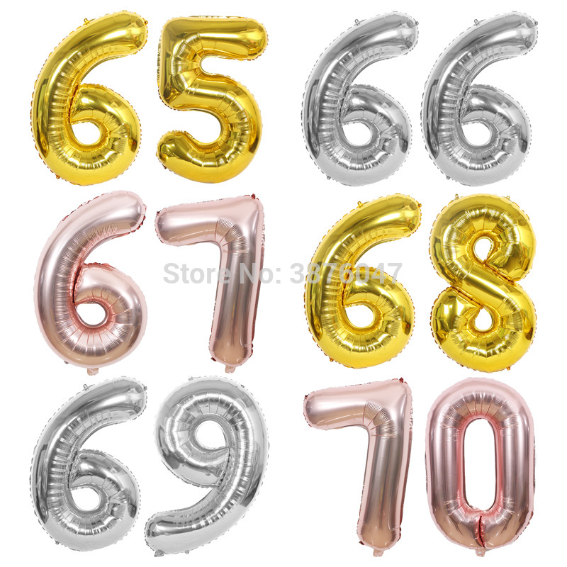 

40inch number 65 66 67 68 69 70 balloon gold silver anniversary party decoration 65th 66th 67th 68th 69th 70th birthday balloons
