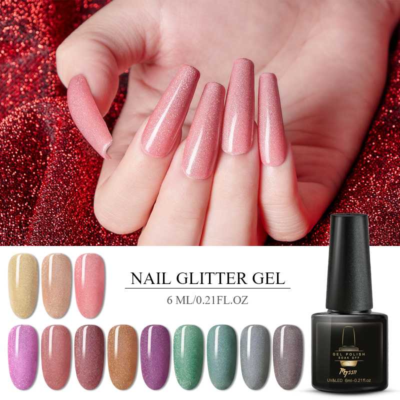 

Mtssii Glitter Nail Gel Polish Shiny Colorful Soak Off UV LED Art Lacquer For Nail Holographic Shimmer Manicure Varnish, Ps04061