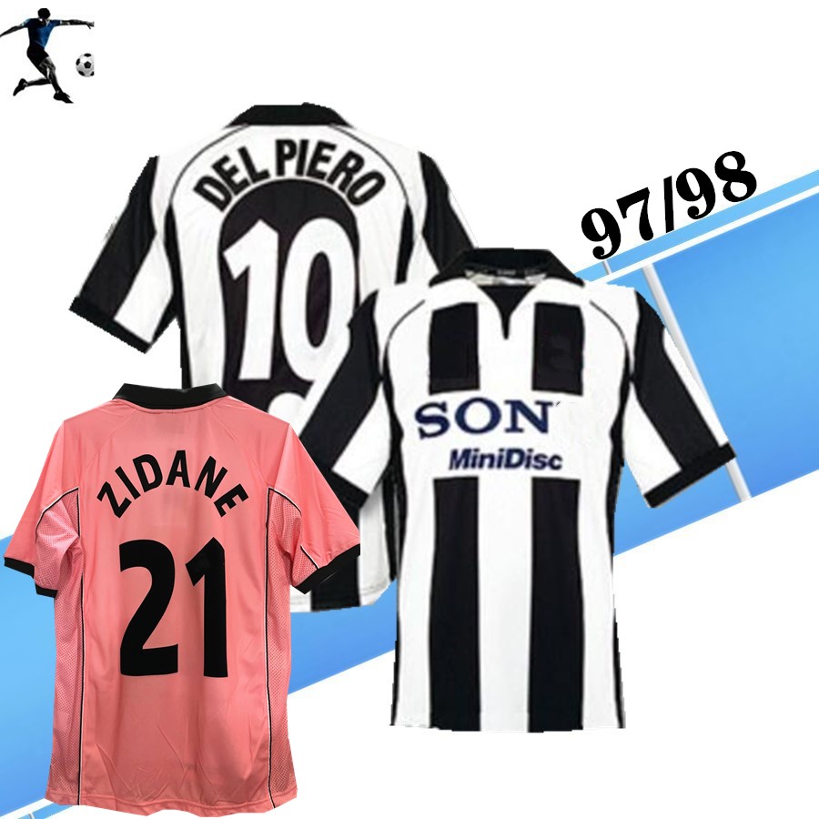 

1997 1998 Home away 3rd Pink Shirt Retro soccer jerseys Zidane #21 Di Livio Deschamps Del Piero 97 98 tus classic Retro football shirts, Black;yellow