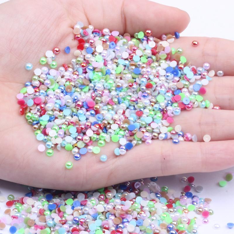 

3mm 1000pcs Resin Beads Many AB Colors Loose Imitation Flatback Half Round Pearls For Jewelry Nails Art Tips Decoration