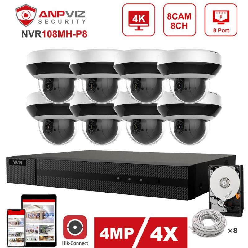 

Hikvision OEM 8CH 4K NVR 4/6/8pcs 4MP 4X PTZ Camera IP Security System IP Camera Indoor/Outdoor IP66 Plug & Play Hik-Connect APP