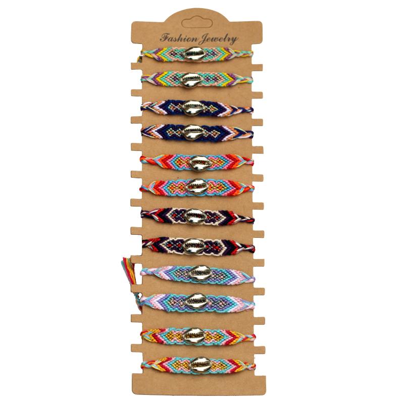 

UV Alloy Cowrie Seashell Silk Stirng Woven Friendship Bracelet Women Men Short Thin Multicolor Braided Glorious Jewelry Present