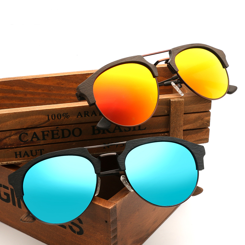 

2020 New Wooden Sunglasses Men/Women Polarized Sun glasses Retro Grain Metal Plate UV400