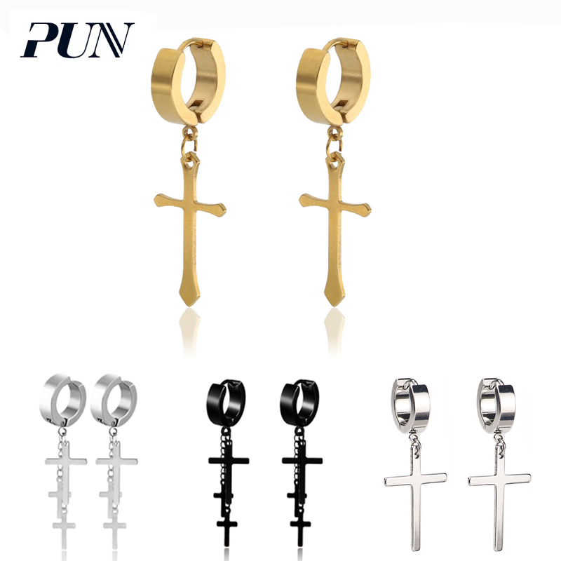 

Cross Men's and Women's Stainless Steel Earrings Punk Steel Earrings Titanium Hypoallergenic Cross