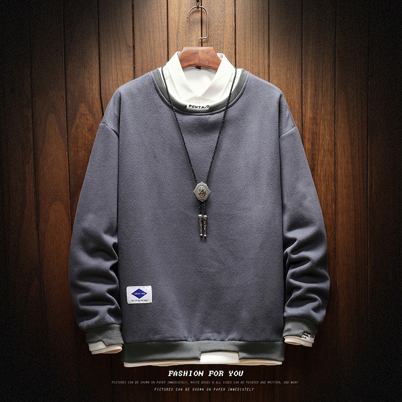 

Men's Sweatshirt Hoodie Top Spring Autumn New Style Solid O-neck Long Sleeves Pullover Men Casual Sweatshirt Poleron Hombre, White