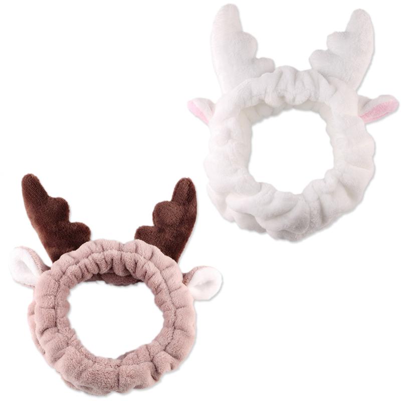 

2pcs Makeup Headbands with Soft and Cute Antlers for Women and Girls Shower Spa Make Up