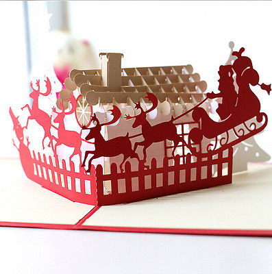 

3D Stereoscopic Up Greeting Card Handmade Happy Birthday Party Merry Christmas Card