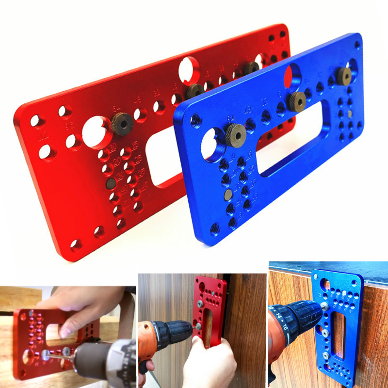 

Woodworking Wardrobe Door Cabinet Positioner Handle Pitch Punch Locator Aluminum Alloy Pocket Jig Set Drill Guide Sleeve