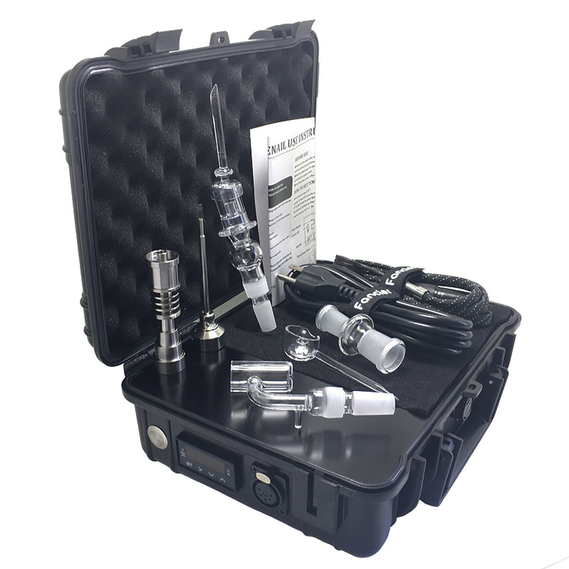 

Fancier Quartz Nail Banger Titanium Nail Electric E Dab Nail Complete Kit withTemperature Controller 100w for Rig Oil Glass Bongs water pipe, Black
